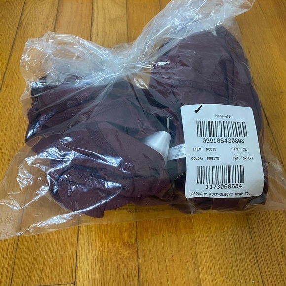 Madewell Corduroy Puff-Sleeve Wrap Top - Picture 2 of 2